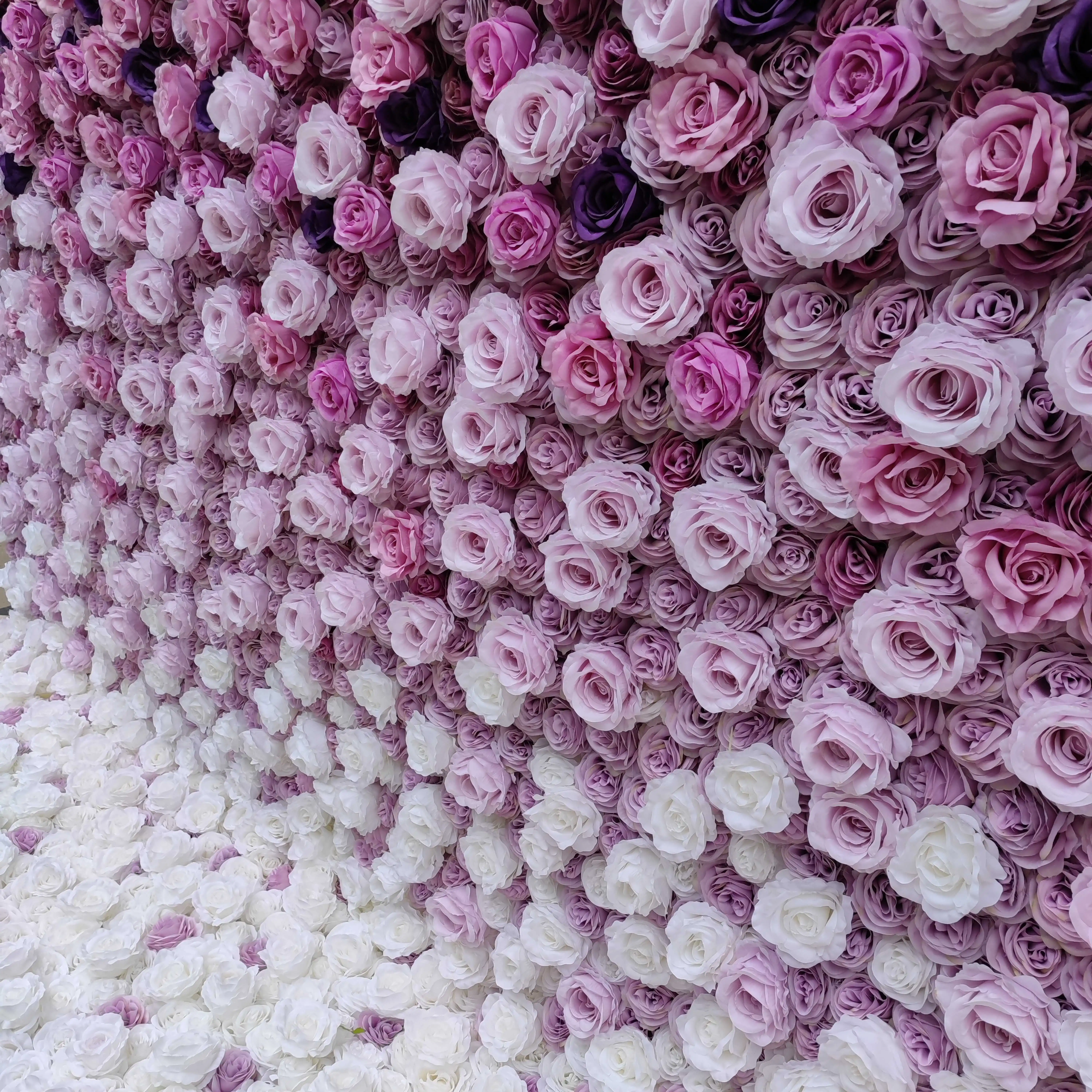 DKB  Custom 3D Cloth Flowerwall Wedding Artificial Silk Rose Flower Wall Panel Backdrop Artificial Flower Decorative Flowers For