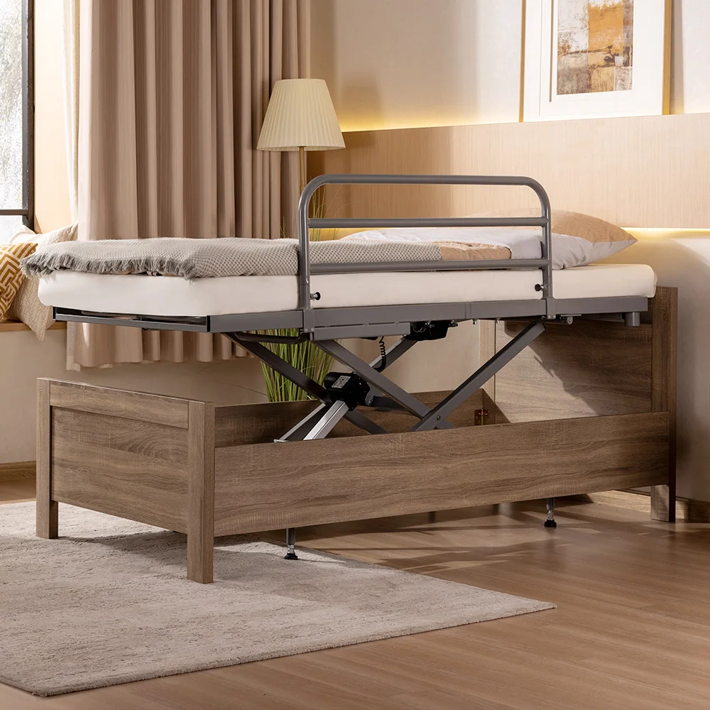 Tecforcare Height adjustable bed for senior wooden nursing bed for elderly care product homecare home care bed