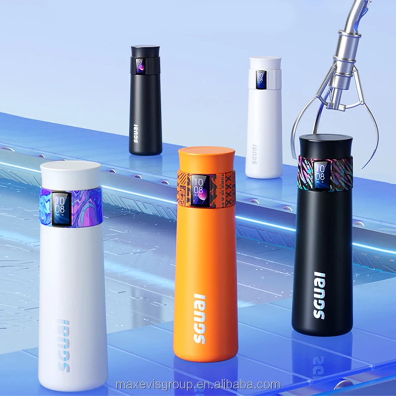 Smart water bottles factory unique water bottle design temperature display sguai termos bottle with recording intake
