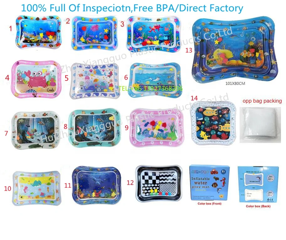 Надувной водный коврик для детей, бесплатный образец, детский коврик для живота, для детей 3, 6, 9 месяцев, детский водный игровой коврик