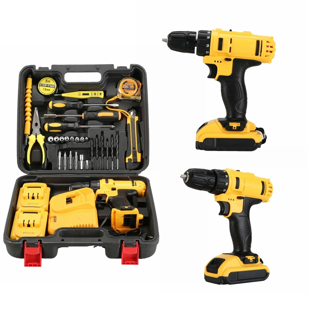 Factory Price Cordless Drill Cordless Lithium Battery Drill Wireless Rechargeable Powerful Impact Power Drill