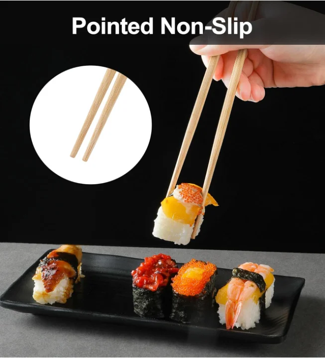 Hot Sale Bulk High Quality 2 Ended Bamboo Chopsticks with Paper Band Individual Double Dot Sushi Serving 24cm Chopsticks