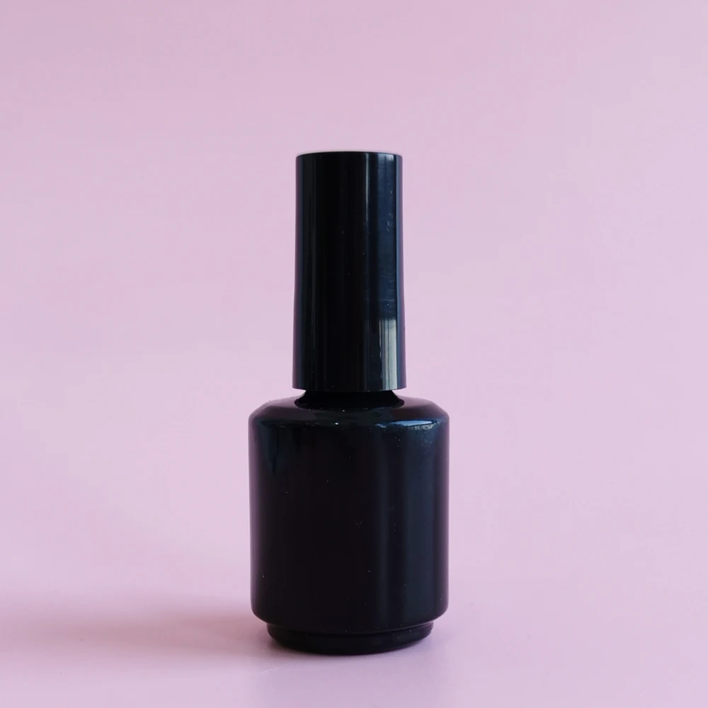 Custom 15ml Round Glossy Amber Color Empty Clear Glass Gel Nail Polish Bottle With Brush and cap