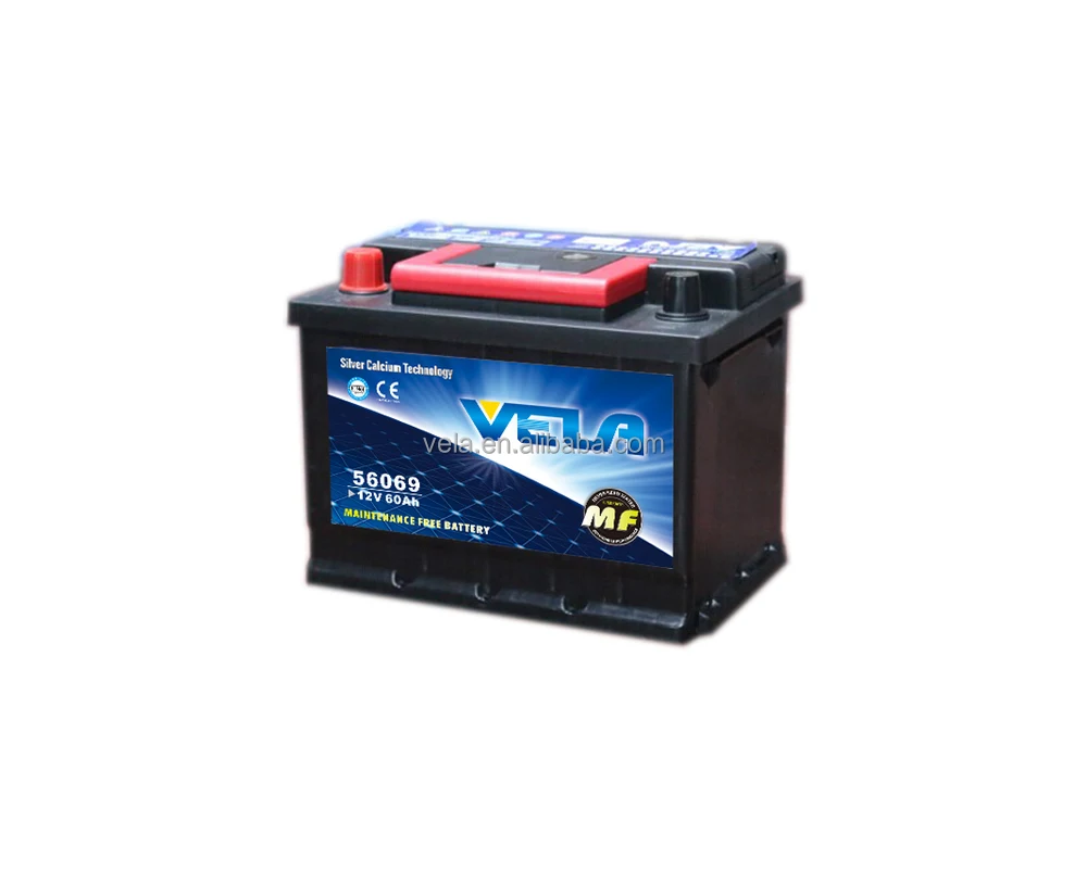 DIN60 Auto battery 12v 60ah prius hybrid battery 56077 car batteries factories in Guangzhou
