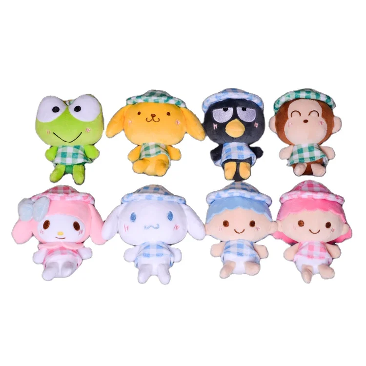 K1347 Pudding Dog WhiteLong Ear Dog Pink Cat Rabbit Plaid Cute Plush Stuffed Toy Doll Kawaii Fluffy Sofa Pillow