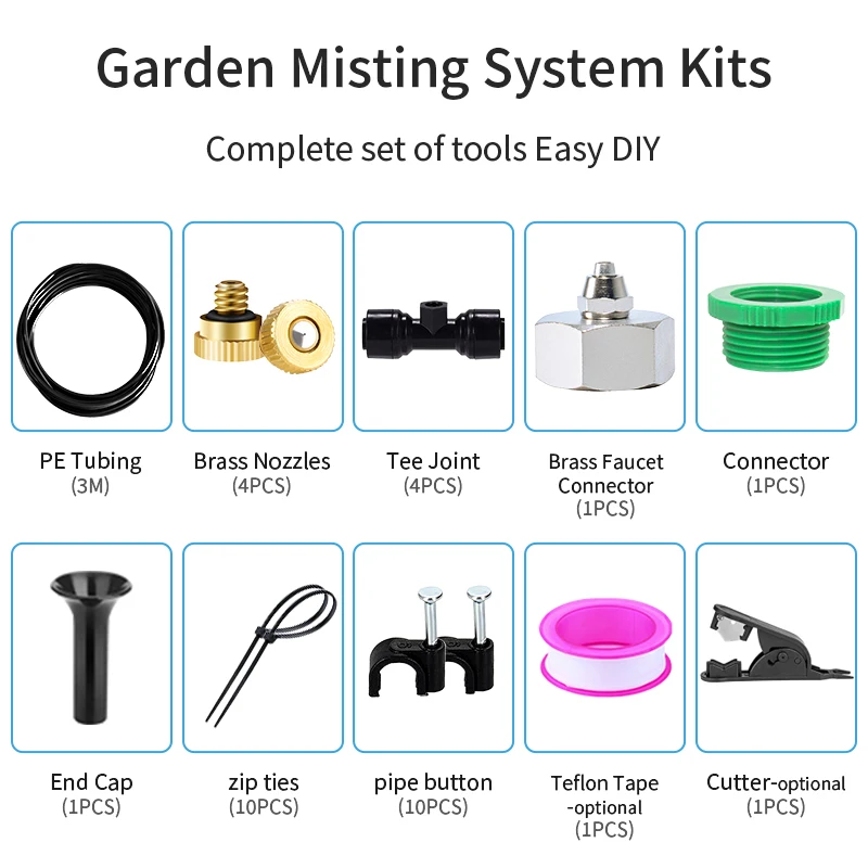 Filterwell Outdoor Water Misting Cooling System Portable For Patio Garden Trampoline Greenhouse Fan