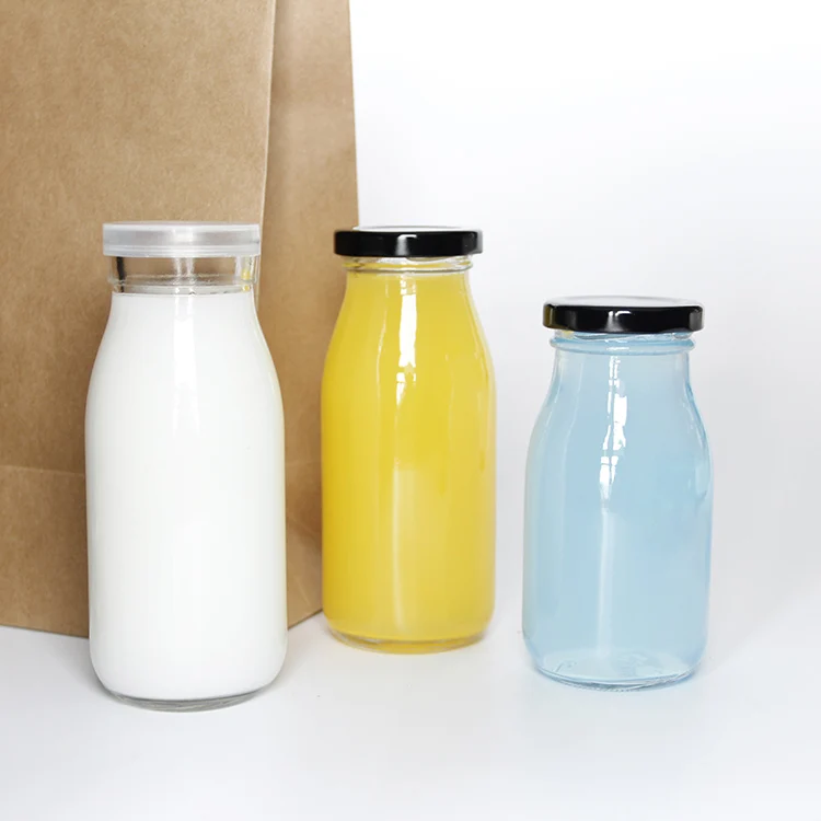 250Ml 500Ml 1000Ml Wholesale Round Empty Beverage Milk Juice Bottles With Metal Lids