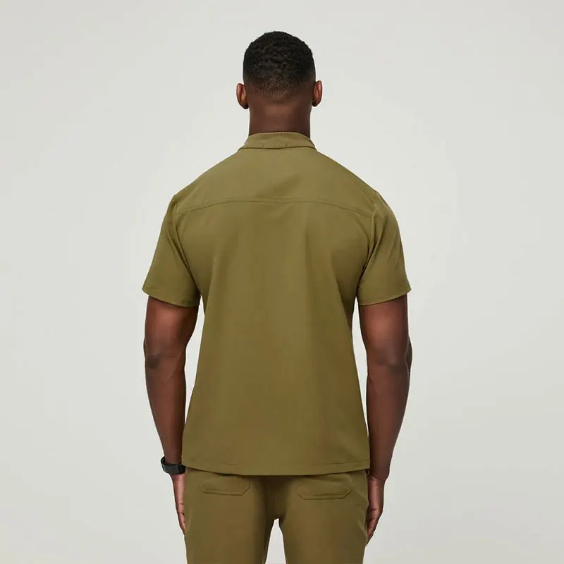 Wholesale Custom Logo Fashion Mandarin Collar Scrub with Zipper High Quality Hospitl Nursing Scrubs Uniforms Sets with Pockets