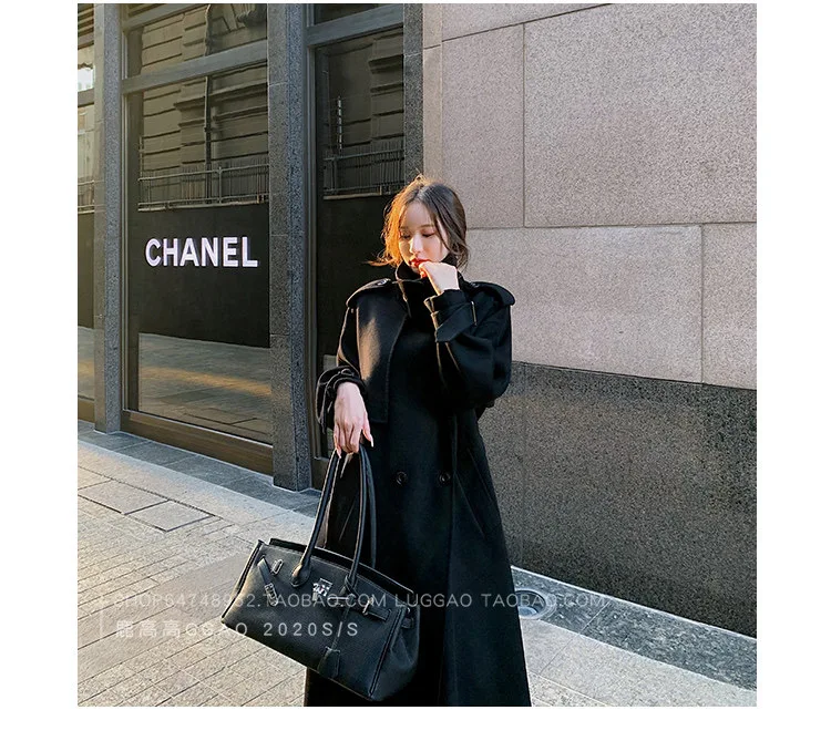 Wholesale good Quality Long overcoat ladies women classical woolen cashmere coat double