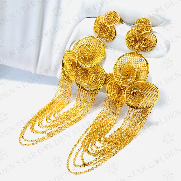 Golden Star Jewelry Findings Hot Selling Gold Plated Earring Dubai Gold Earrings Women