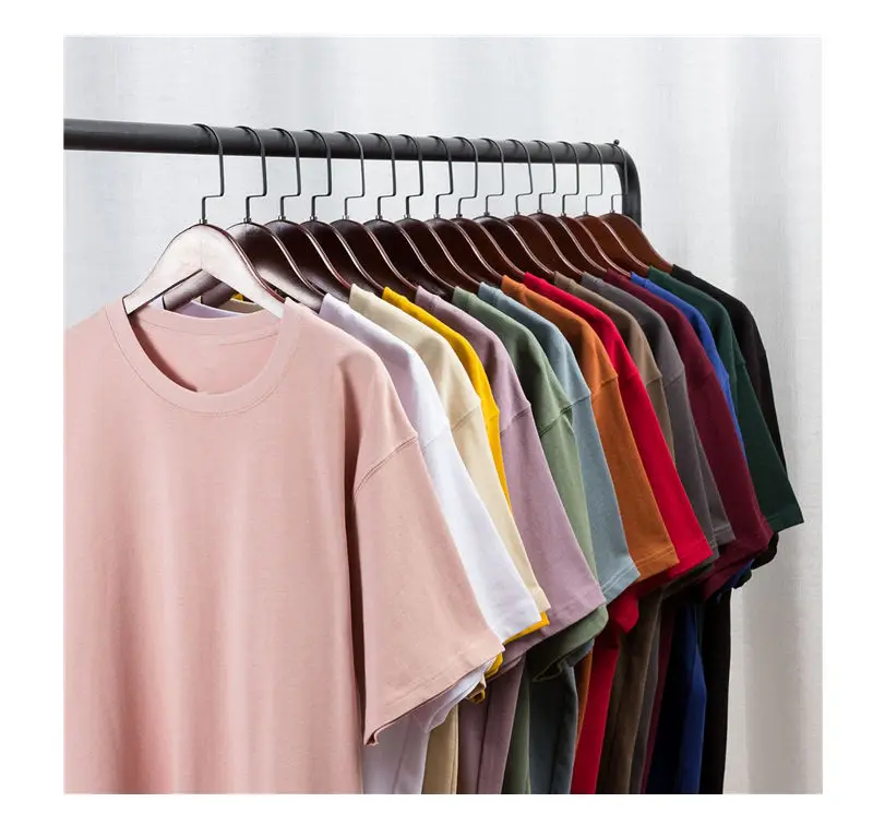 280g USA Size Quick Dry Boxy T-shirts Solid Customized Logo Outdoor Sports T-shirts O-neck Off Shoulder Men Cotton T-shirts