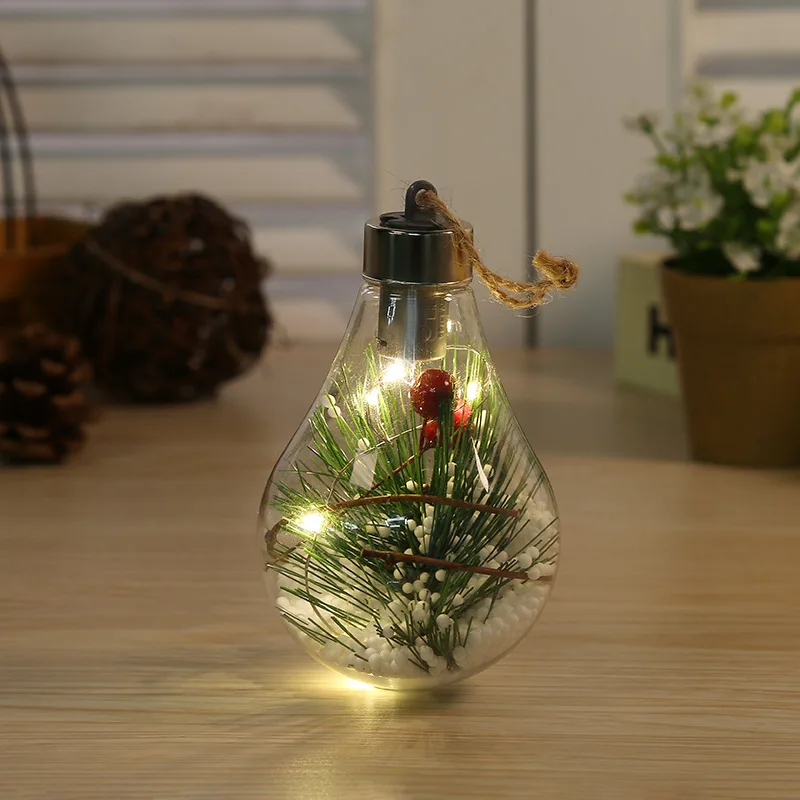 
Christmas Tree Decoration Pendant Led Transparent Christmas Ball Simulation Light Bulb Event Party Supplies 