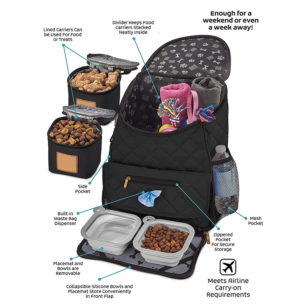 Travel adjustable chest backpack pet carrier bag multifunction Snack bag three-piece set pet carrier backpack for cats and dogs