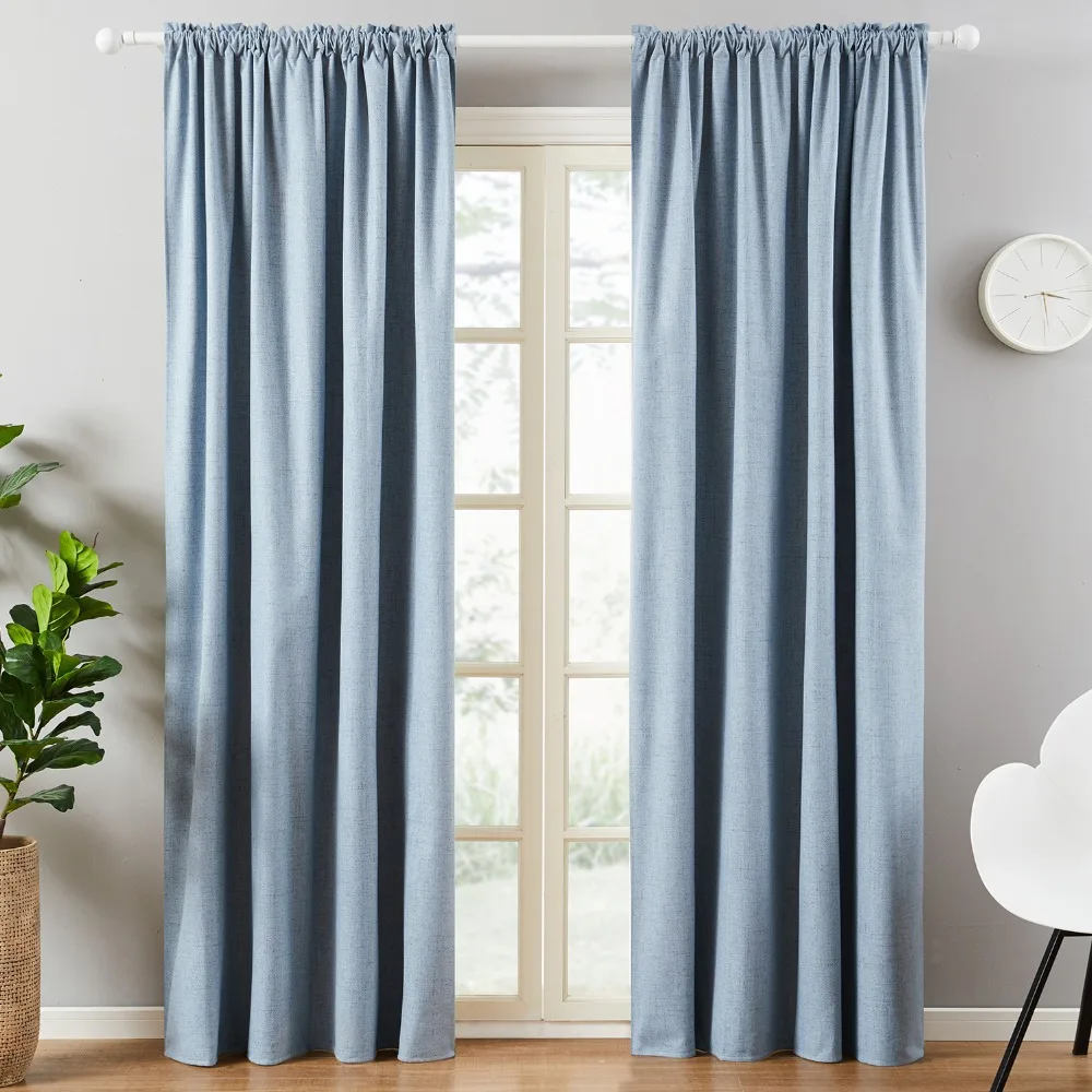 Modern Minimalist Coating Color Linen Hotel Bedroom Heat Insulation And Sun Protection Full Blackout Curtains