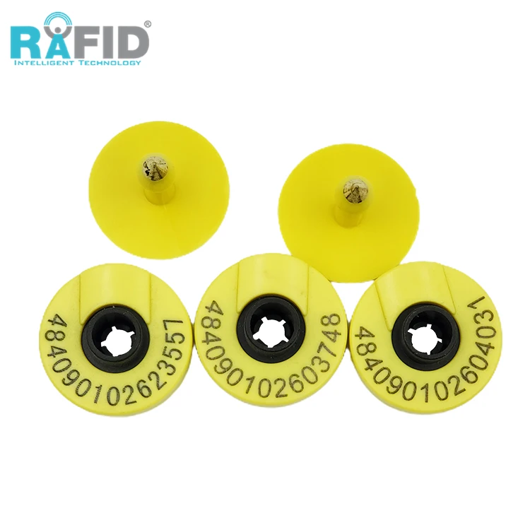 RAFID High Quality  livestock smart qr code rfid electronic ear tag  lf hf uhf rfid animal reusable ear tag em4305 chip