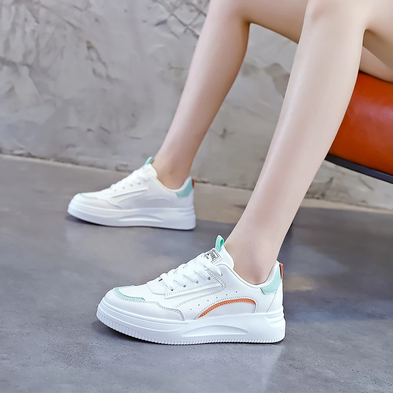 Customize Logo Lace up  Women Platform Women Sneaker Shoes Breathable Women White Sneakers