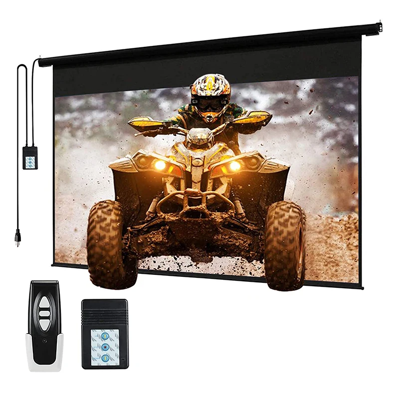 100 120 inch 16:9 Home Office Ceiling Hanging Electric Projector Screen 4k HD Motorized Projection Screen