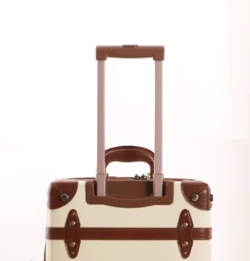 Ready to Ship pp+pvc material vintage style Unisex trolley luggage case  with Spinner 4 Wheels 19' 23'  with tsa lock
