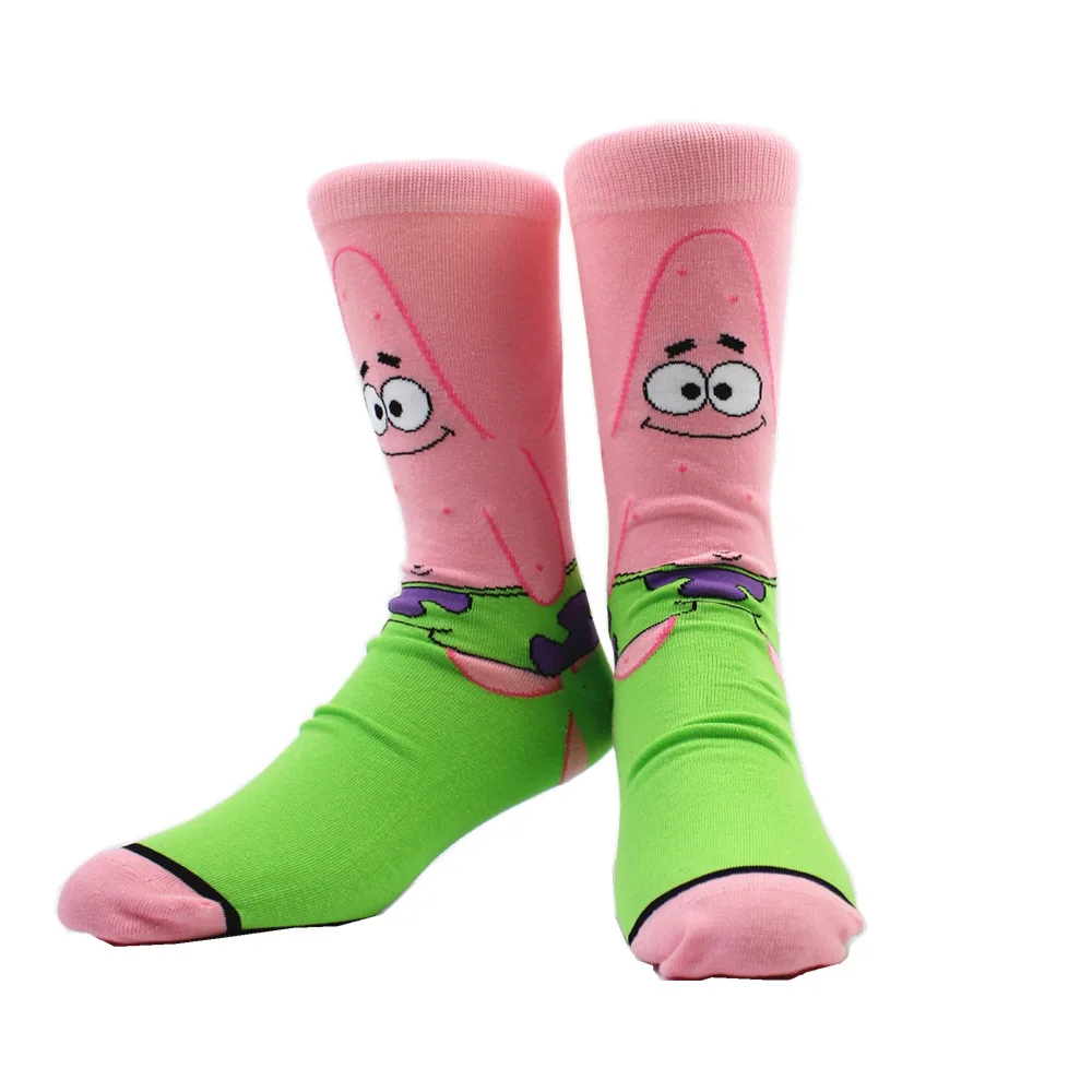 
ODM colorful fashion trendy funny knitted socks spongebob skateboard cartoon man socks 