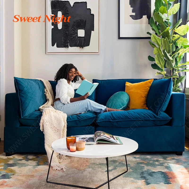 for home modern luxury upholstered design 3 seater furniture velvet fabric living room sofas