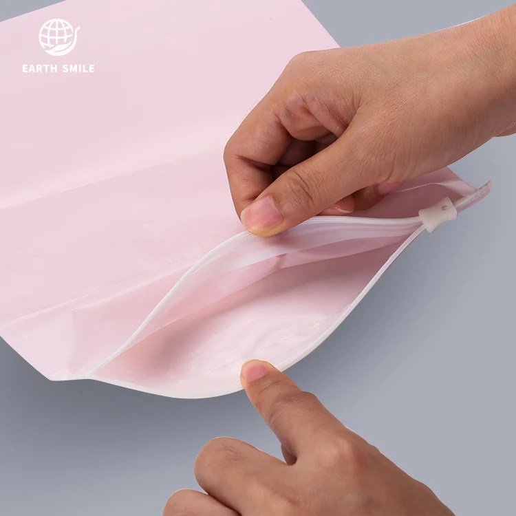 Compostable 100% Biodegradable Cornstarch Printed Custom Thick Pink Mini Double Zipper Bag for Clothes