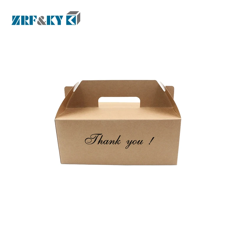Factory Supply Kraft paper cardboard packaging box with handle  for sweet cake dessert Takeaway