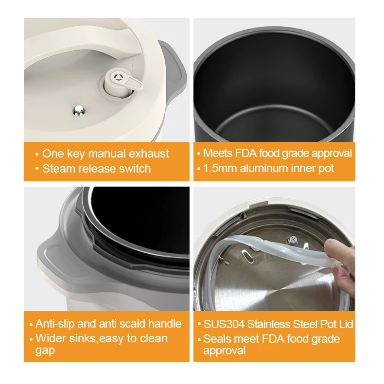 High quality 10 IN 1 Multifunctional programmable 0.5mm Stainless steel inner pot electric Pressure Cooker 4L 4 Quart