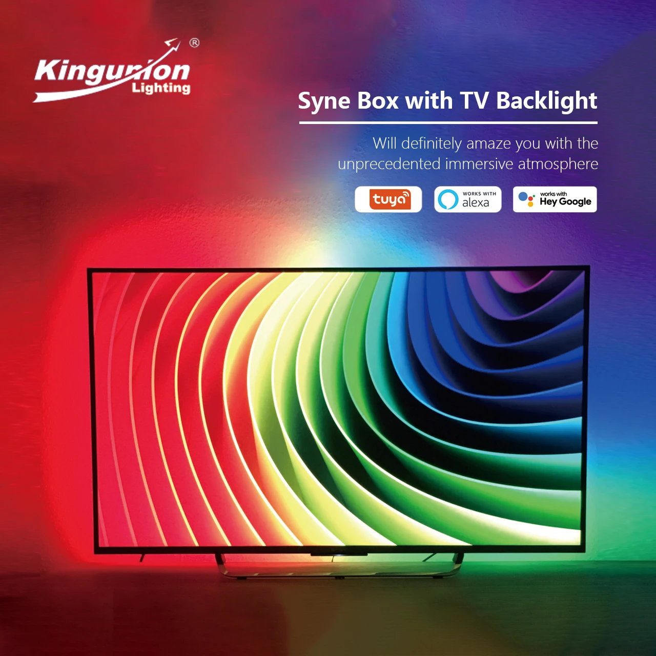 65inch 120inch Plug and play no calibration no latency auto refill dream color 4K Tuya Alexa Google ambient led tape light kit