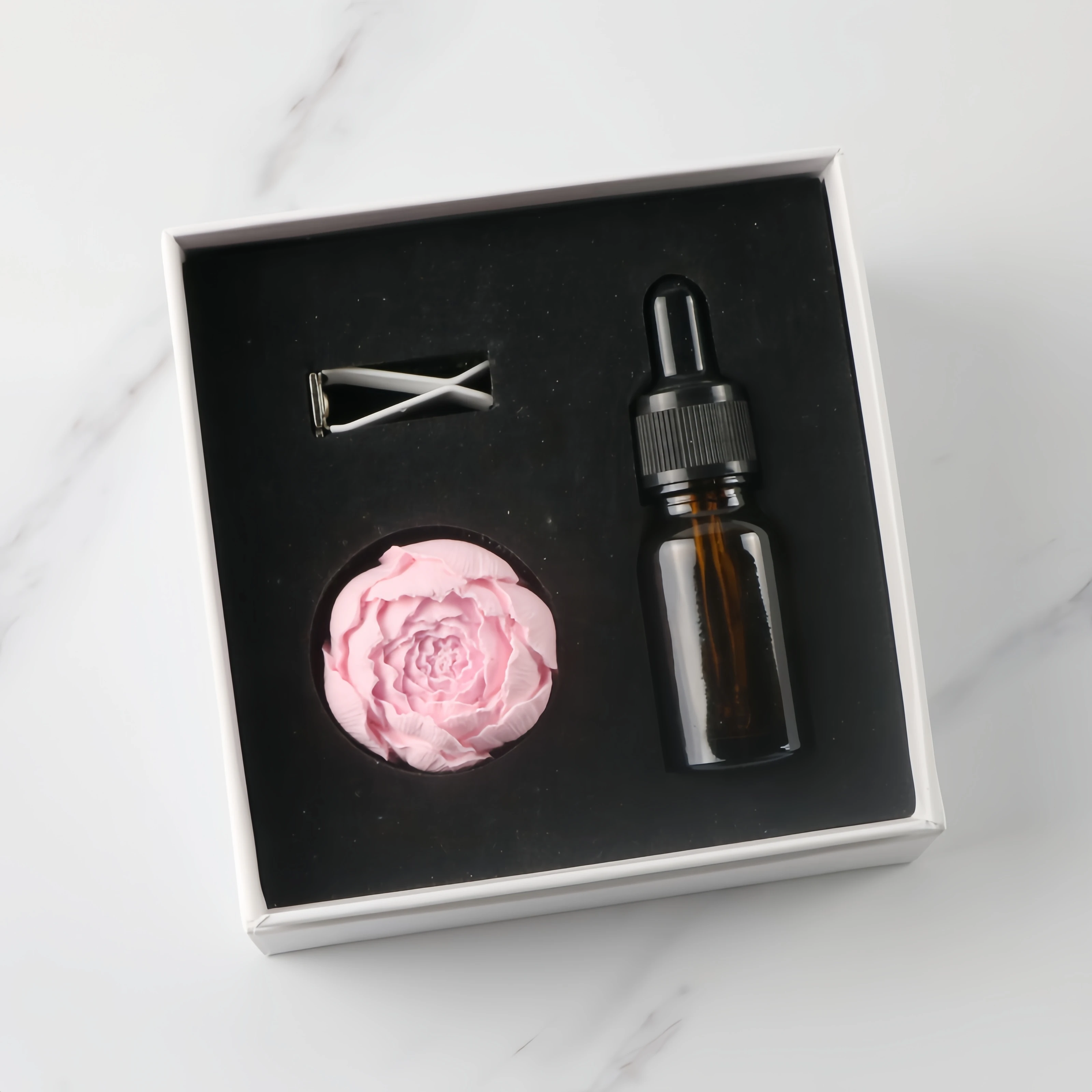 FinRu Wholesale Pink Ceramic flower aromatherapy Essential oil Stone car decorative air freshener vent clips diffuser