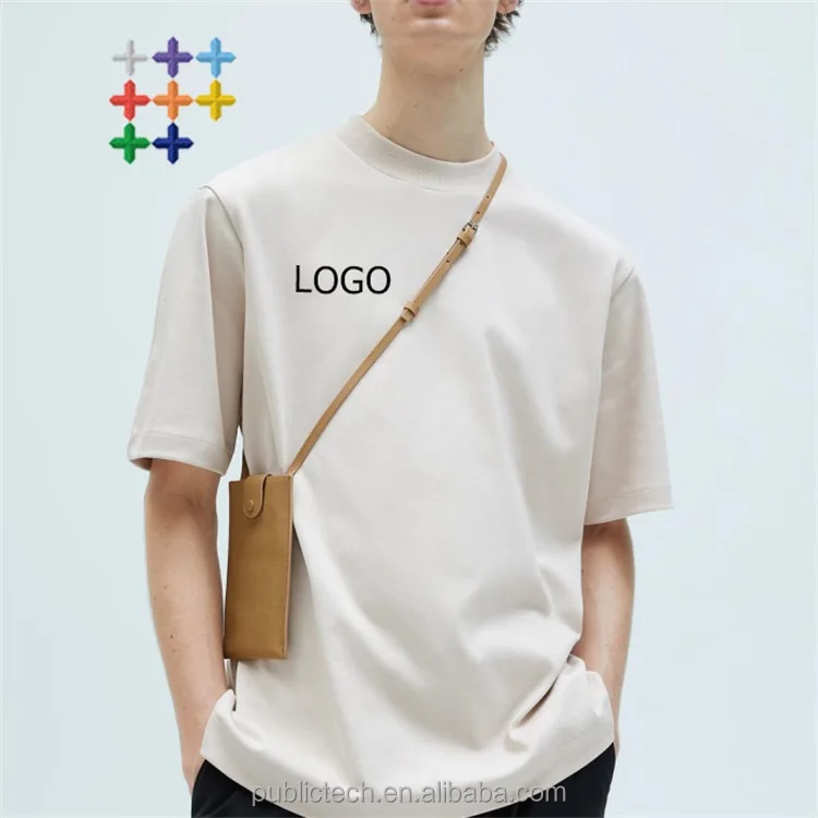 OEM Wholesale Heavy Cotton Oversize Mock Neck High Quality Blank Plain Custom Graphic Logo Men T Shirt