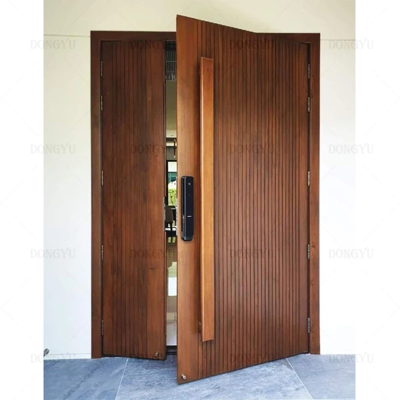 Big Size Waterproof Solid Wooden Front Exterior Door For House Modern Wooden Exterior Doors