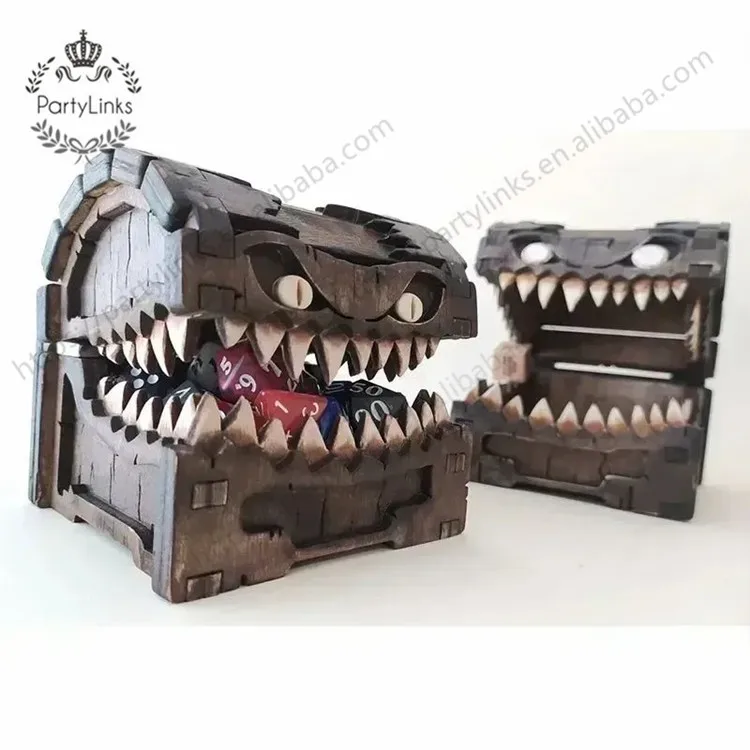 Dungeons & Dragons Game Figures Wooden Mimic Figure Dnd Creative Monster Treasure Chest Figurine Box Halloween Toy Gift