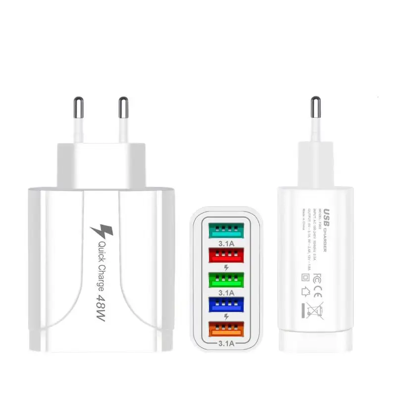 High speed multi port 5 Usb 5.1A US UK EU plug  Usb wall charger adapter travel charger for cellphone charger