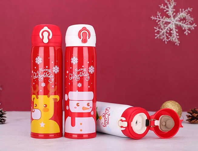 Double walled vacuum thermos flask Bounce with the cup 304 stainless steel mug fashion hand cup cupping cup one button open