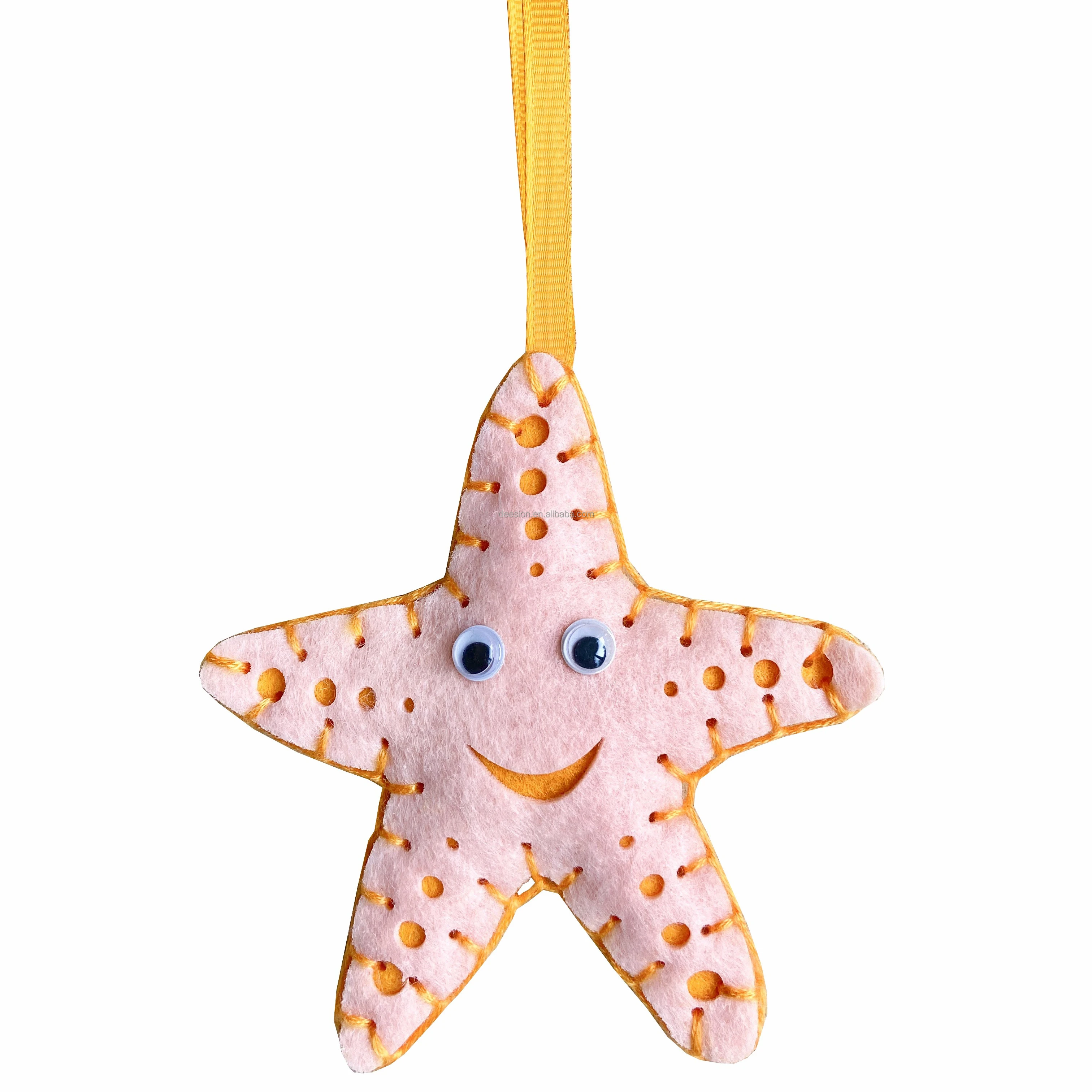 NONE-TOXIC ECO FRIENDLY FELT DIY KIT ANIMAL STARFISH READY FOR STITCH LEARN TO SEW ART AND CRAFT FOR KIDS
