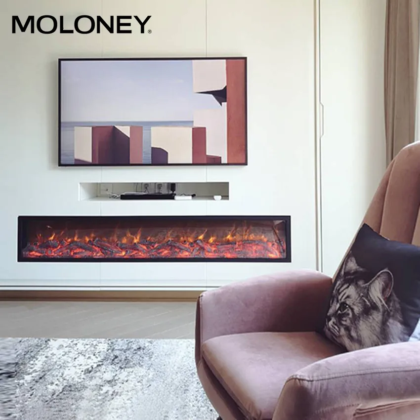 Led light luxury mini oem power flame adjustable master  remote hanging fireplace