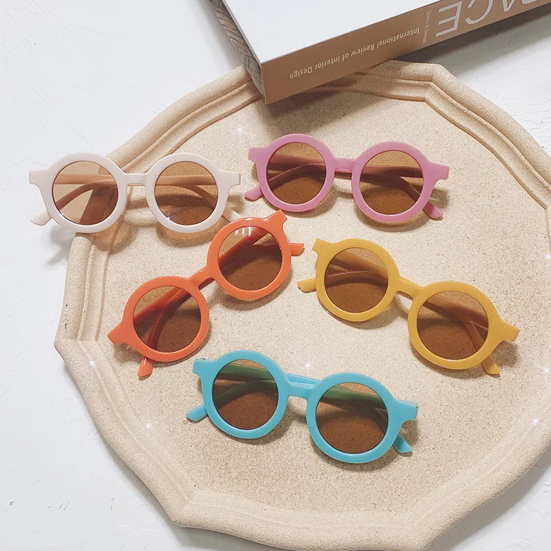 Sunborry New Vintage Round Plastic Uv400 Custom Colorful Cute Wholesale Sunglasses For Kids Fashion