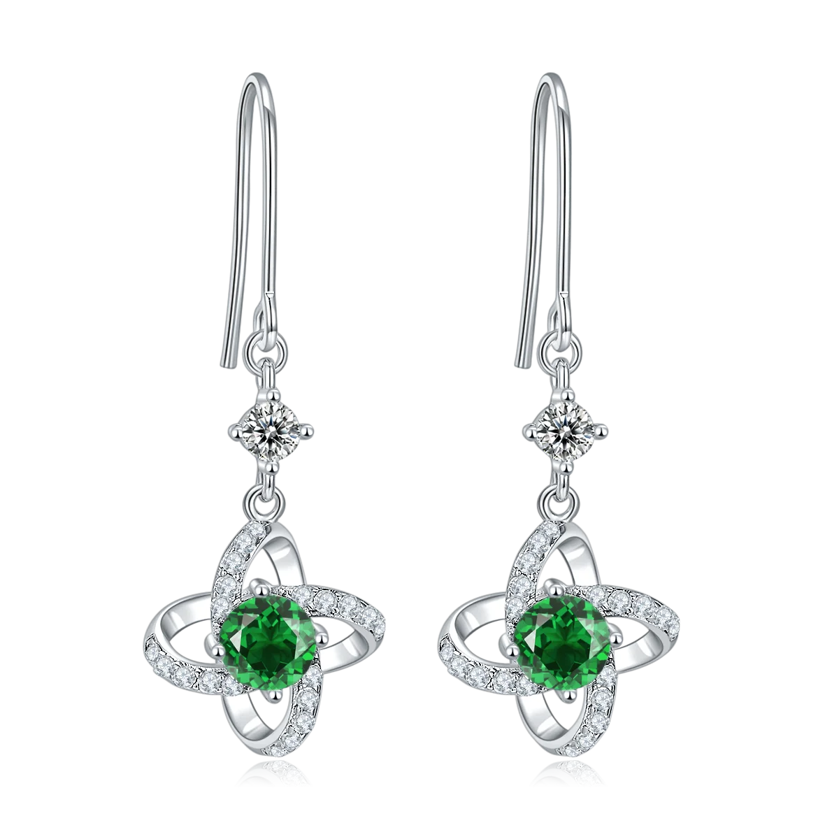 Wholesale 925 Sterling Silver Women Fine Jewelry Sets Lab Grown Moissanite Diamond Emerald Earrings Necklace Sets For Wedding