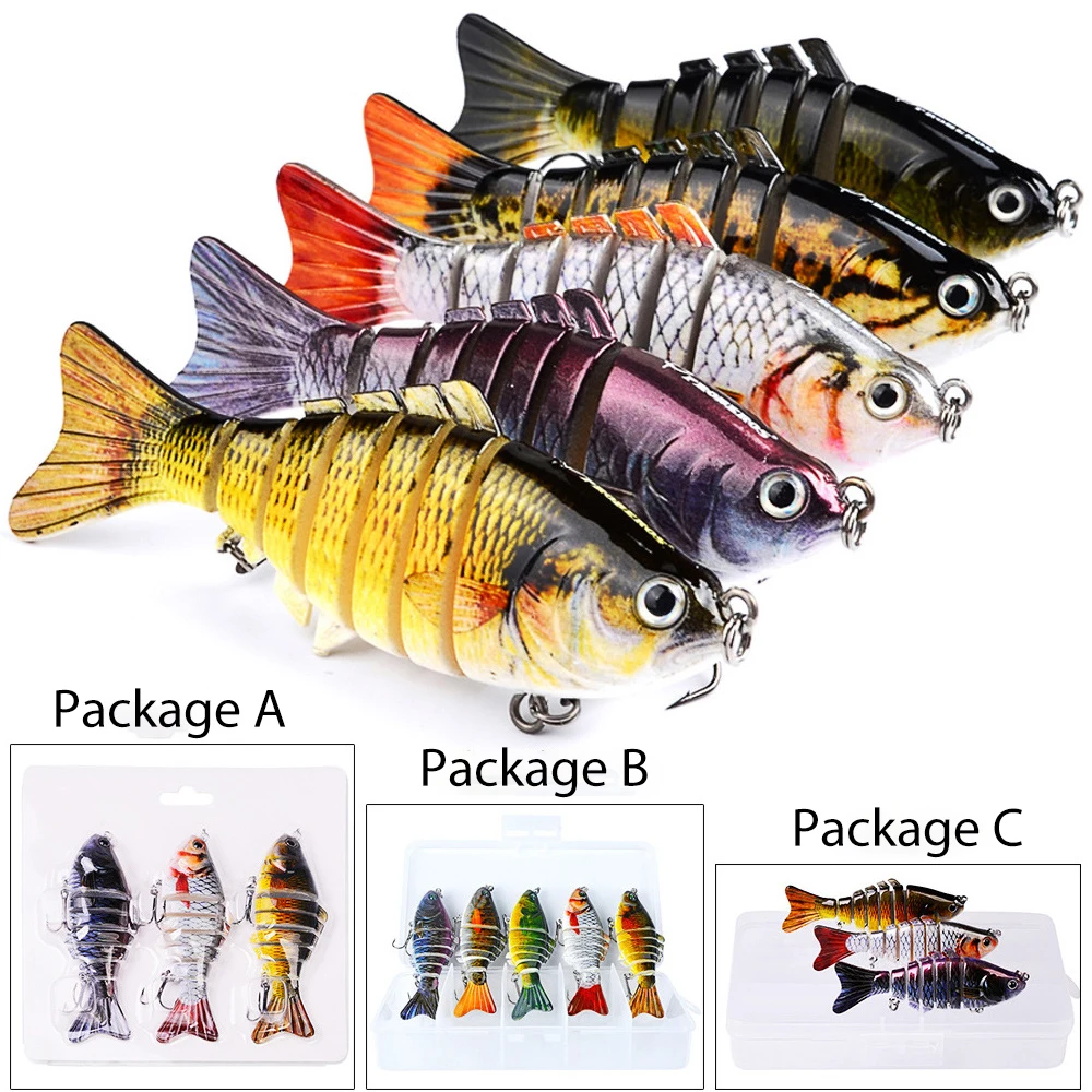 OBM Multi-Section Hard Lure Attractive Fake Fish Fishing Bait Trout Carp Entire Sea Area Ocean Boat Fishing Metal Plastic Wood