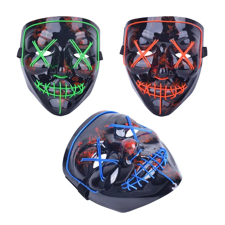 Halloween Light Up Mask EL Wire Scary LED Hacker Anonymous Mask for Party Cosplay