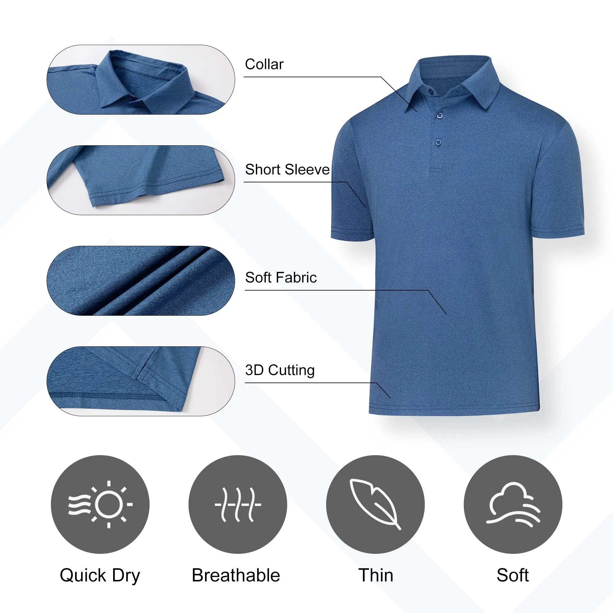 Super Light Solid Anti-wrinkle Performance Golf Polo Clothing Wholesale Custom Multi Color Mens Golf Shirts Polos For Men