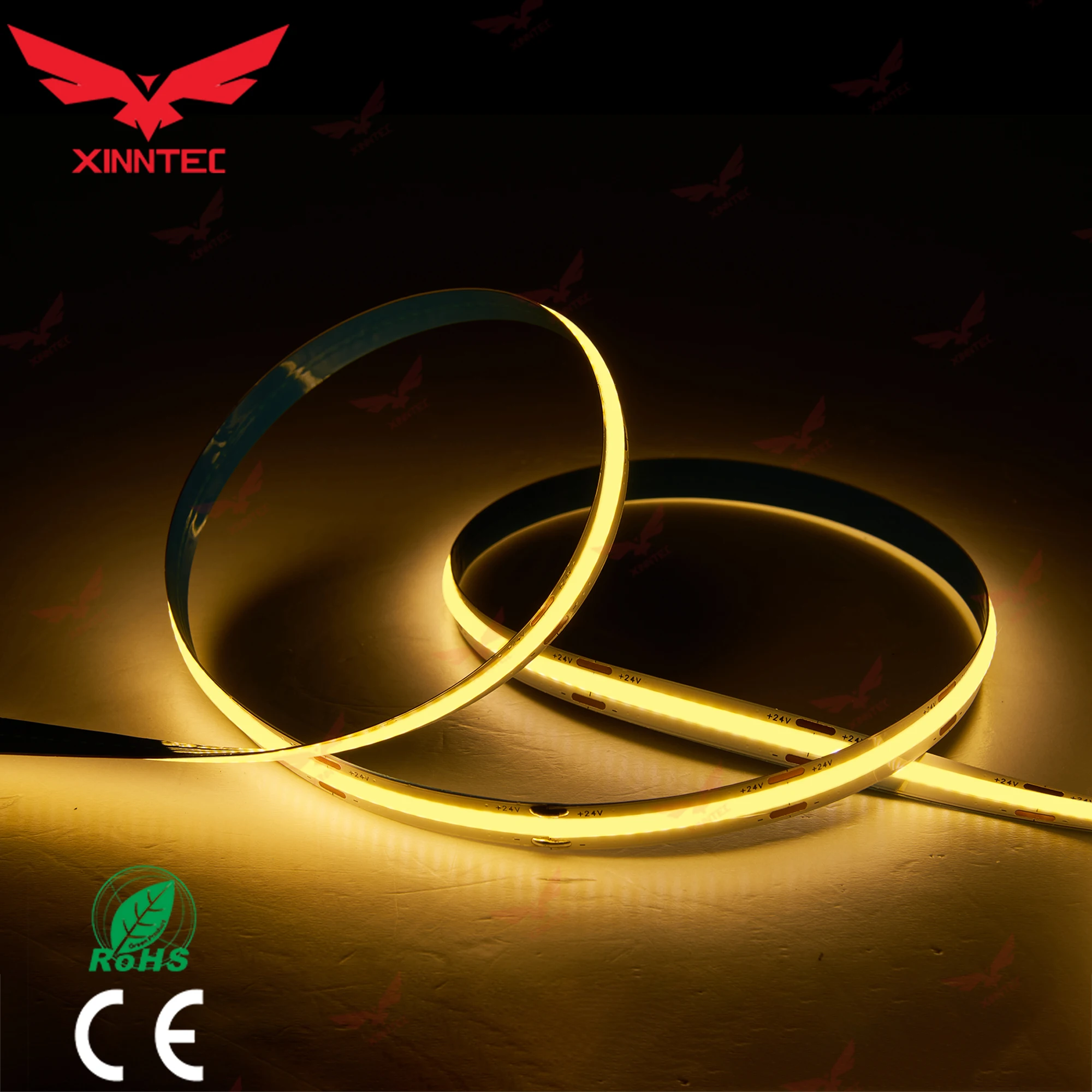  256 Chips 8 mm Width DC12V / DC24V Cuttable 11W IP44 Flexible 3M Tape Light Luz de la tira LED strip COB Strip