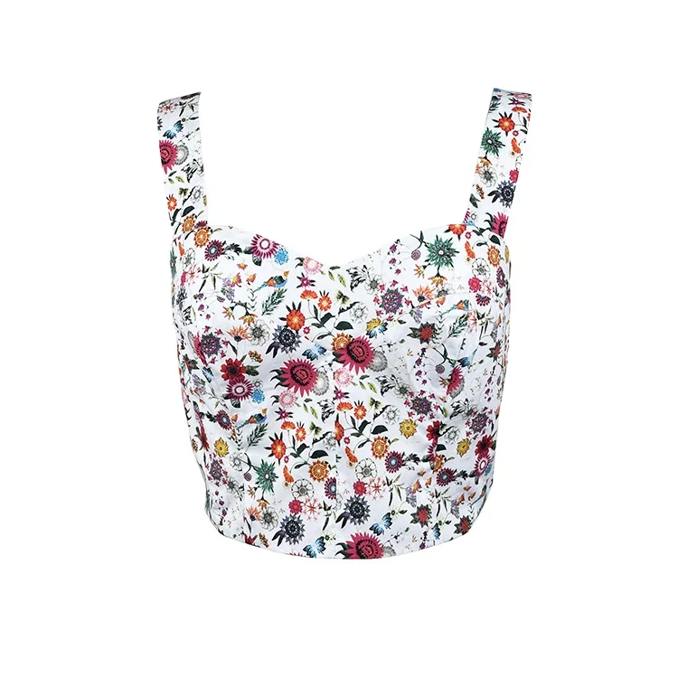 
Wholesale New Design 2021 Ladies Fashion Tops Breathable Pattern Digital Print Cotton Women Shorts 2 Piece Woven Sets 