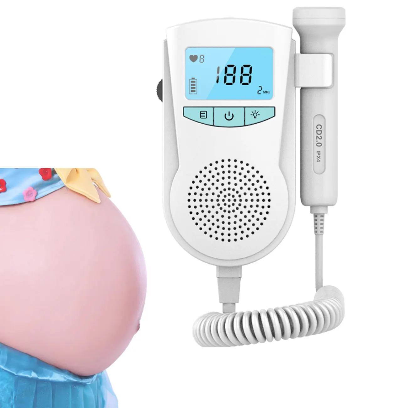 Handheld acoustic fetal heart beat detector is suitable fetal doppler for pregnant women