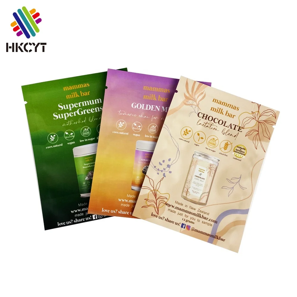 Sachet Packaging Cosmetic Aluminum Foil Bag Custom Logo Tea Packaging Pouch Three Side Seal Bag