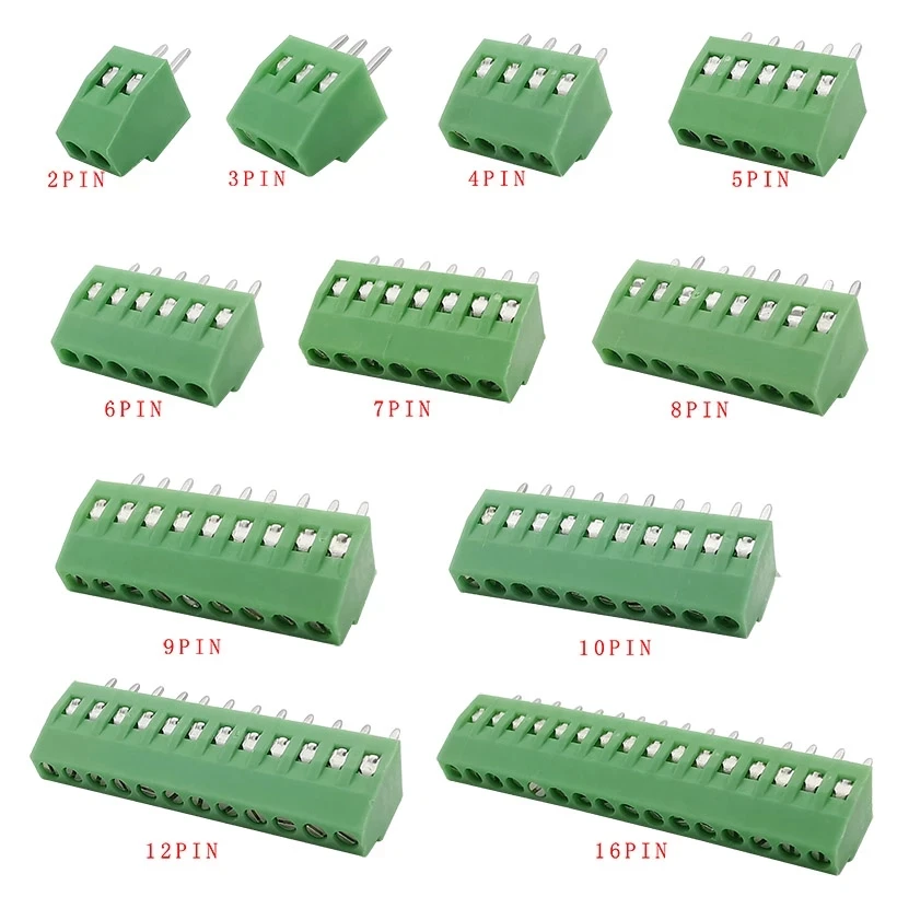 Автомобильная Клеммная колодка KF128 2 54 мм PCB винтовая коннектор 2P 3P 4P 5P 6 P 7P 8P 9P 10P 12P 16 Pin для кабельной клеммной колодки
