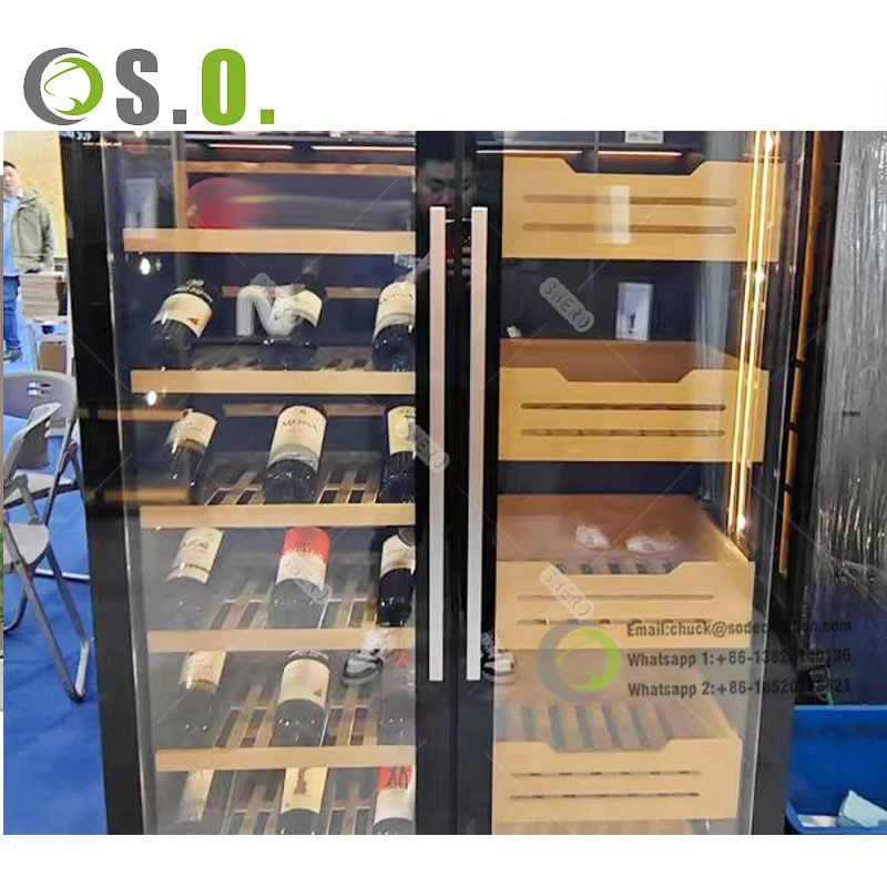 Luxury Whiskey Display Cabinet Liquor Wine Rack Commercial Aluminum Frame Glass Doors Wine Luxury Cabinet With Light