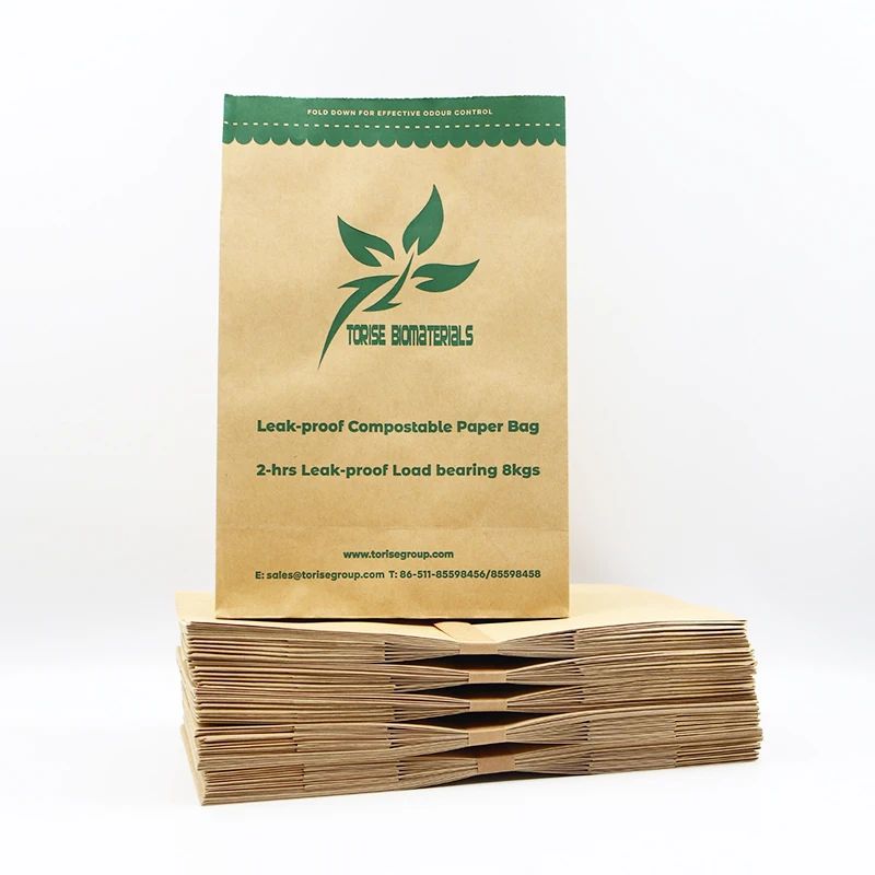 Kitchen Compostable Food Waste Bag 50 Pack 100% Paper Leak Resistant Liner Plastic Free Small Compostable Trash Bags