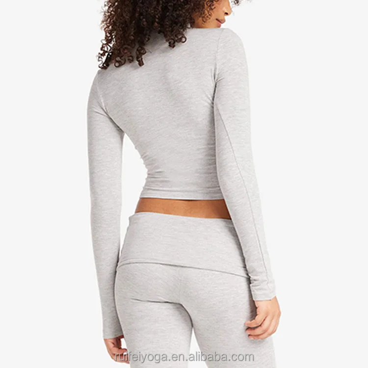 Wholesale Custom Logo Women High Neck Gym Woman Yoga Long Sleeve Top Sports Workout Running Leisure Yoga Top