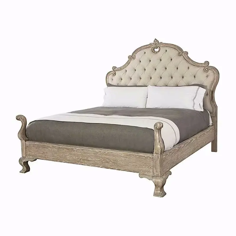 French bedroom with high - end stylish oak double bed